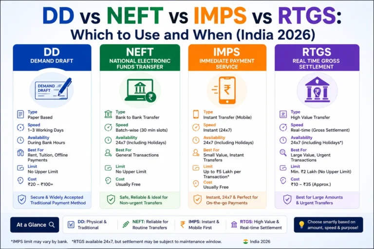 DD vs NEFT vs IMPS vs RTGS